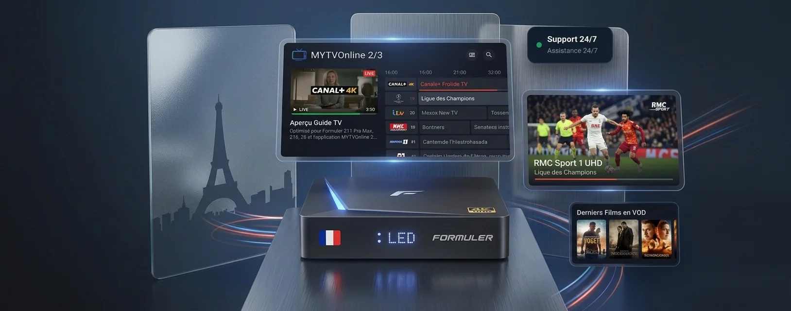 Interface MYTVOnline sur boîtier Formuler IPTV
